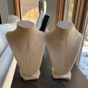 2 burlap neck form necklace stands- beige